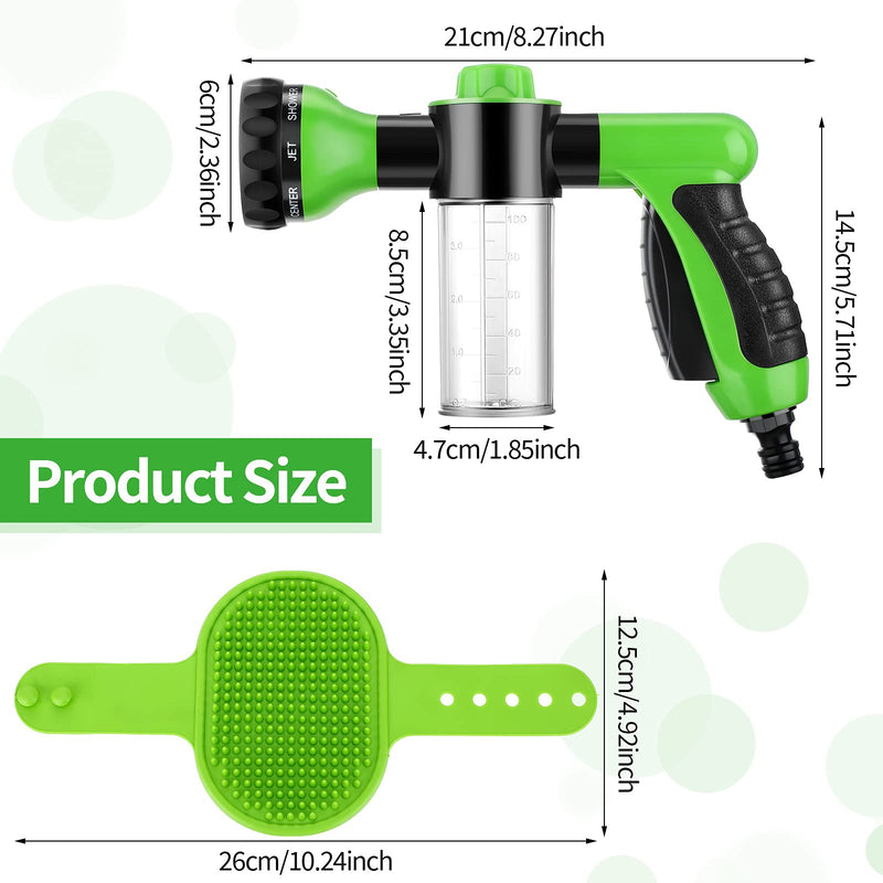 3 Pieces Pet Bathing Tool Set Include Foamer Washer, Dog Rubber Comb and Pet Stainless Steel Comb Spray Foamer Wash Foam Sprayer, Pet Bath Brush Rubber Dog Comb for Pets Showering (Green) - BeesActive Australia