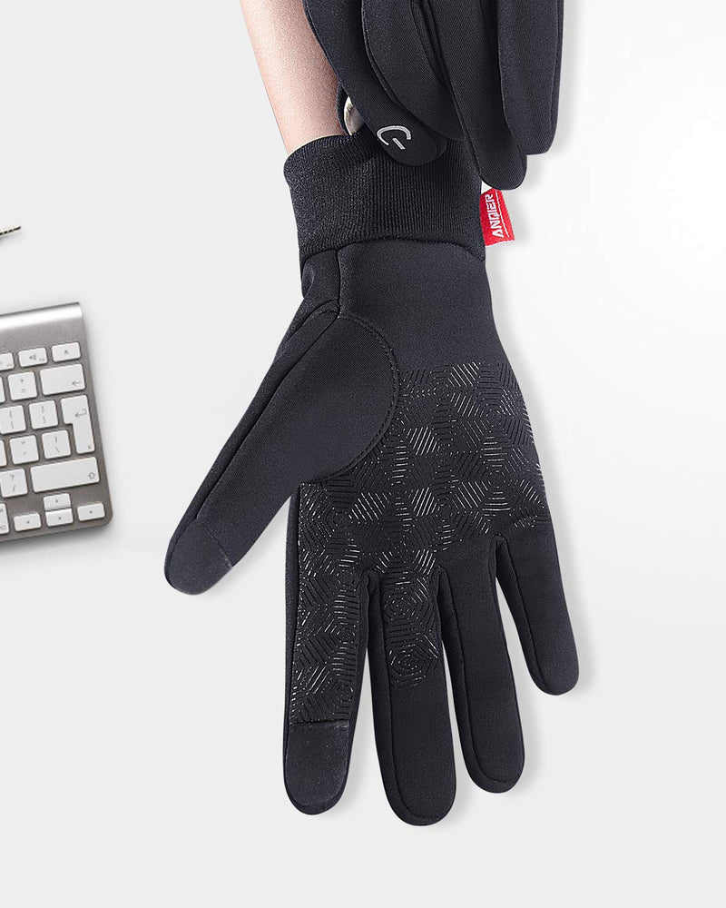 Anqier Winter Gloves,Newest Windproof Warm Touchscreen Gloves Men Women For Cycling Running Outdoor Activities Black-a X-Large - BeesActive Australia