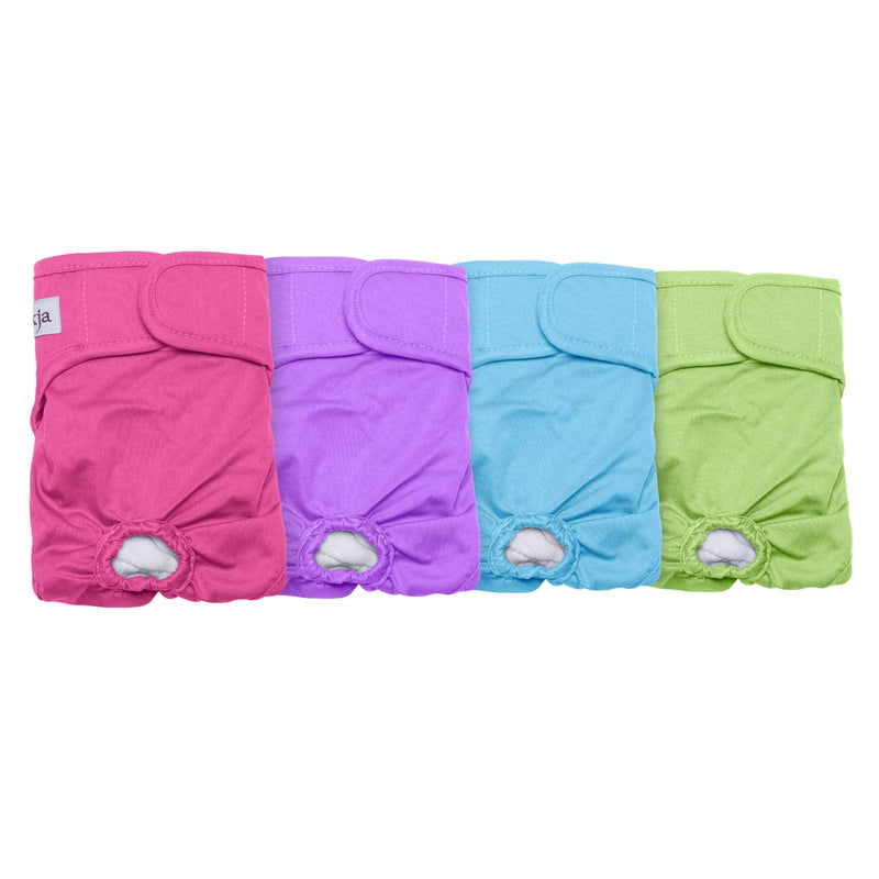 LUXJA Reusable Female Dog Diapers, Washable Wraps for Female Dog XS: newborn puppies Sky Blue+Purple+Green+Rose Red - BeesActive Australia