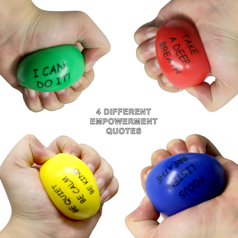 ALMAH Motivational Stress Relief Balls（4 Pack with Quetos）,Strengthen Hand Exercise Toys for Adults and Kids to Relieve Anxiety and Manage Anger - BeesActive Australia