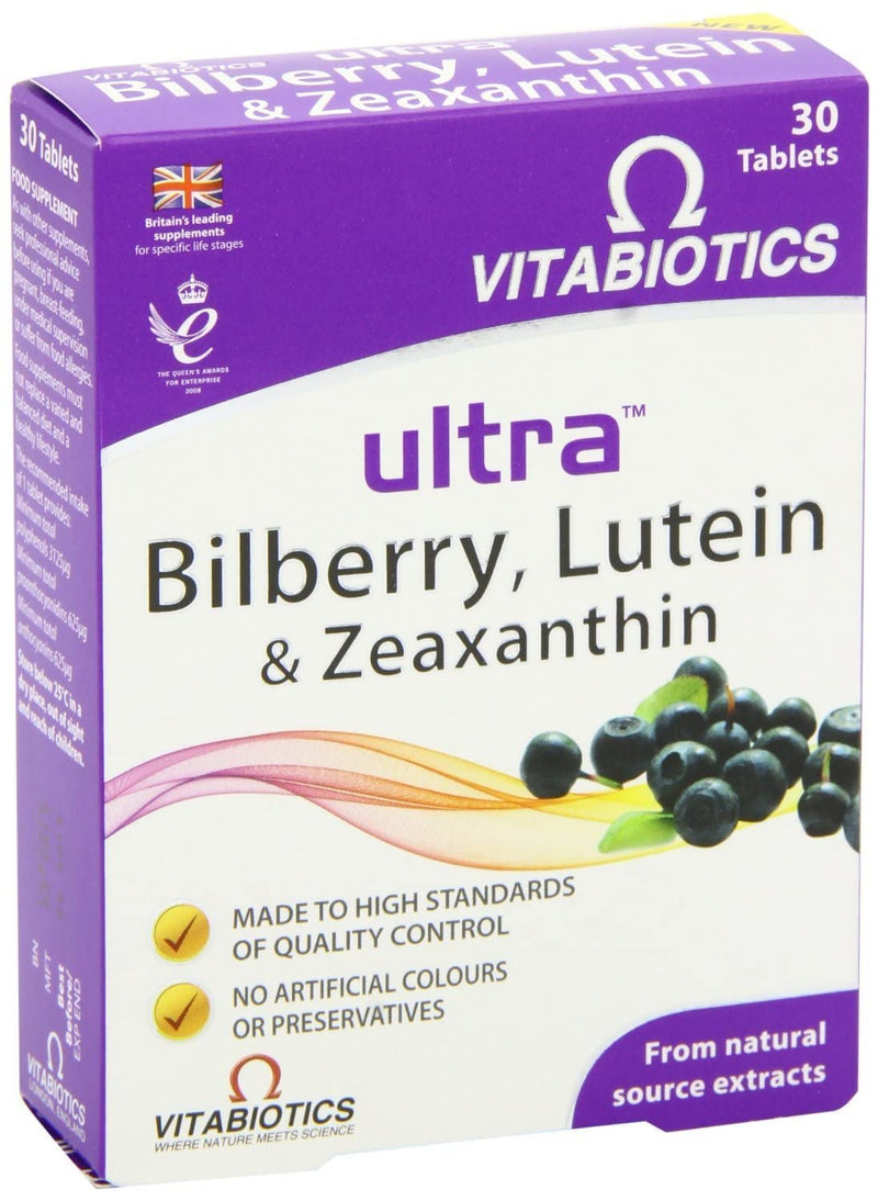 Vitabiotics Ultra Bilberry, Lutein and Zeaxanthin - 30 Tablets (Pack of 2) 30 count (Pack of 2) - BeesActive Australia