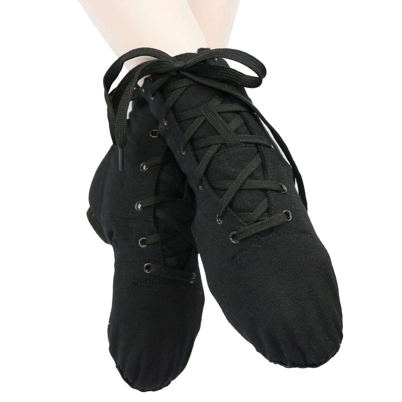 [AUSTRALIA] - Danzcue Womens Canvas Lace up Jazz Boot Shoes 4.5 Black 