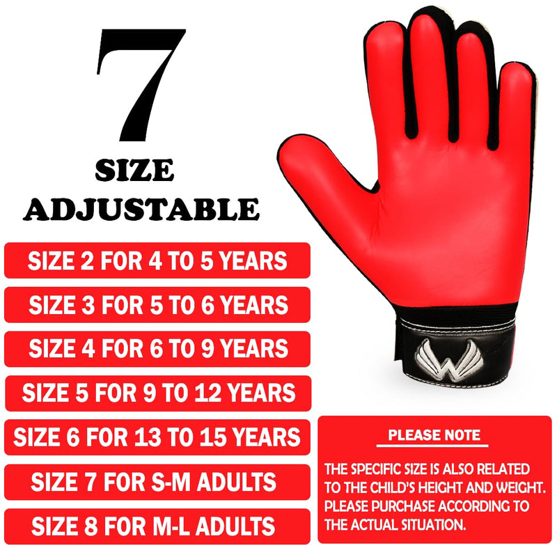 WEMORA Soccer Goalie Gloves for Kids Youth Junior Boys 4mm Anti Slip Latex Palm Grips Football Goalkeeper Gloves Red Size 5 suitable for 9 to 12 years old Ambidextrous - BeesActive Australia