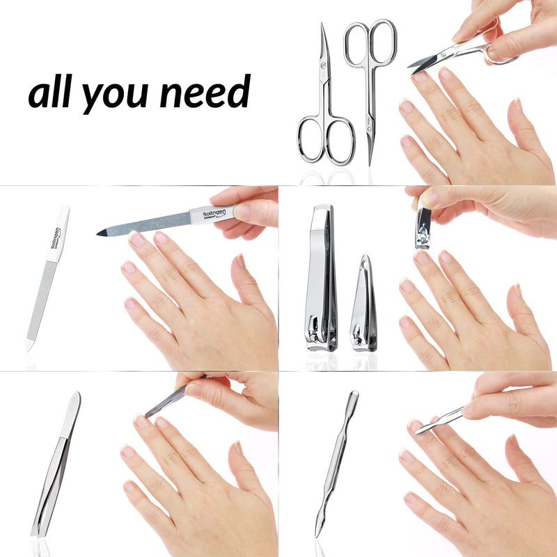 marQus Manicure Set Solingen Made in Germany - 7 piece stainless steel exclusive finger & toe nail clippers set in real leather case, made in Solingen Germany* (except for clippers) Rose - BeesActive Australia