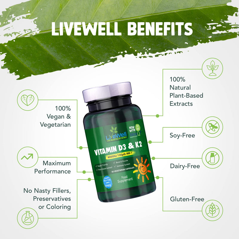 Vegan Vitamin D3 4000iu and Vitamin K2 MK7 100�g High Strength Completely Plant Based 60 Days Supply Vitamin D Vegan Tablets Gluten, GMO & Lanolin Free - BeesActive Australia