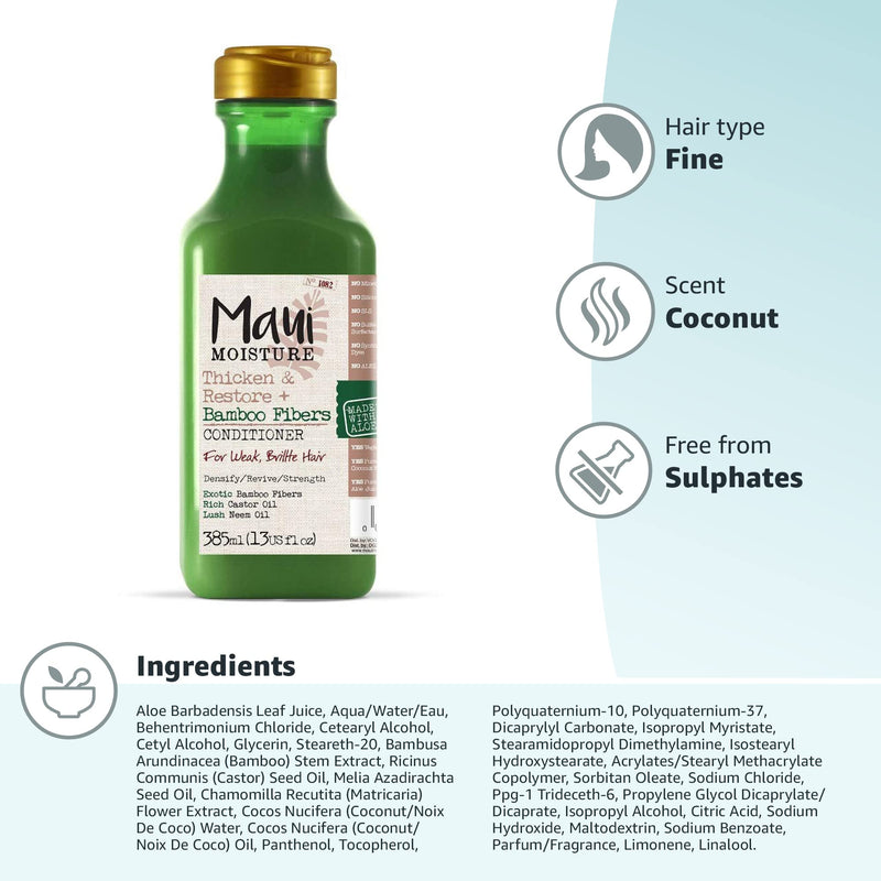 Maui Moisture Thickening and Volumising Aloe Vera and Bamboo Conditioner 385ml 385 ml (Pack of 1) - BeesActive Australia