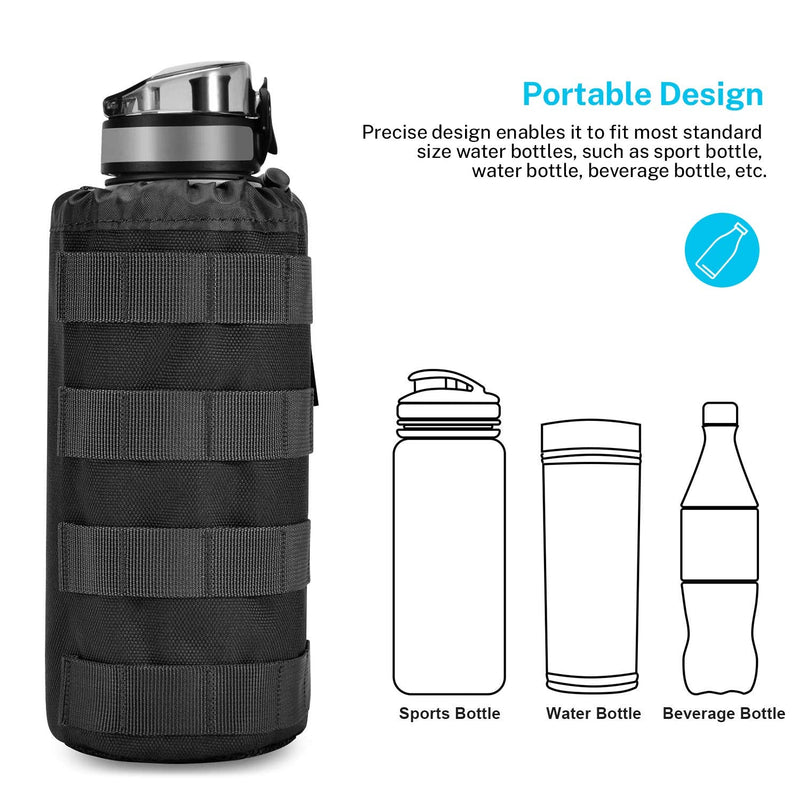 Gonex Tactical Military MOLLE Water Bottle Pouch, Drawstring Open Top & Mesh Bottom Travel Water Bottle Bag Tactical Hydration Carrier Black - BeesActive Australia