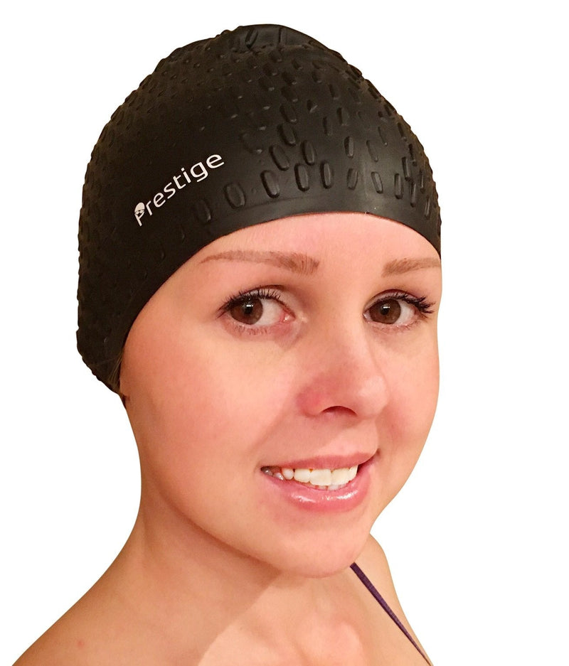 Premium Bubble Silicone Swimming Cap - Short, Medium & Long Hair - Water Drop Design Suitable for Men Women Adults Children Boys Girls! Blue - BeesActive Australia