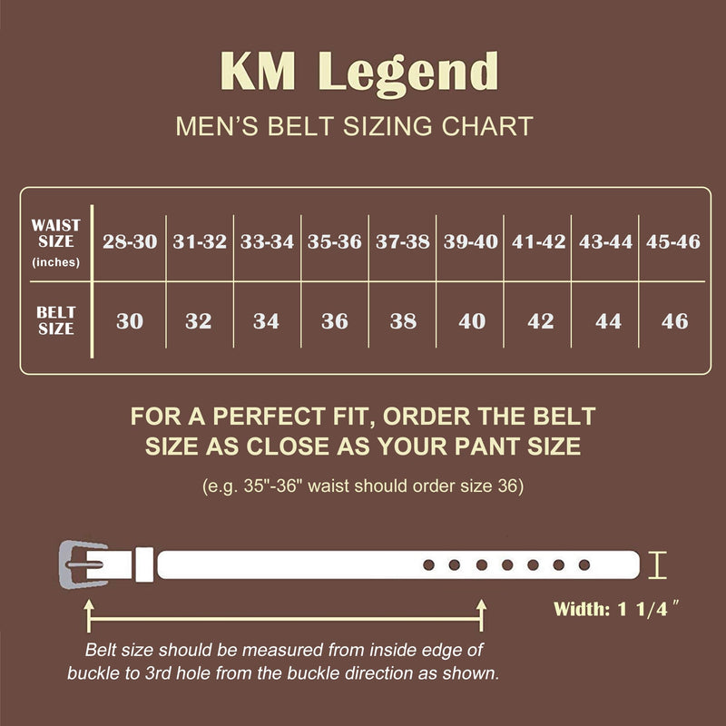 KM Legend Men's Leather Dress Belt-Classic & Fashion for Work Business and Casual 36 Essential Brown - BeesActive Australia