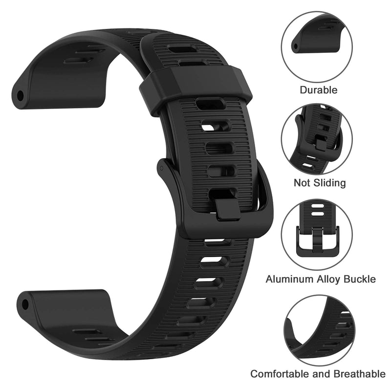 ISABAKE Band for Garmin Forerunner 935/Forerunner 945/Forerunner 745,Compatible with Fenix 5/ Fenix 5plus/ Fenix 6/ Fenix 6 Pro/Approach S60 ,Soft Silicone 22mm Replacement Bands (Black) - BeesActive Australia