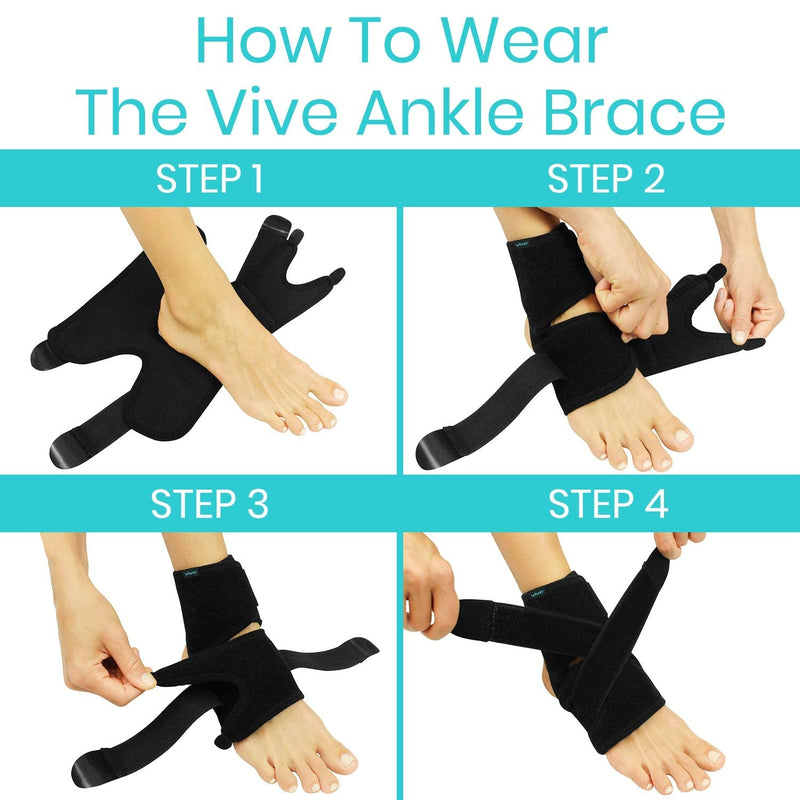 Vive Foot Ankle Wrap - Right and Left Foot Support Sleeve Brace for Men and Women - Adjustable Sprained Feet - Lightweight, Breathable Guard - Stabilizer for Running, Rolled Sprains, Swollen Tendonitis Small / Medium - BeesActive Australia