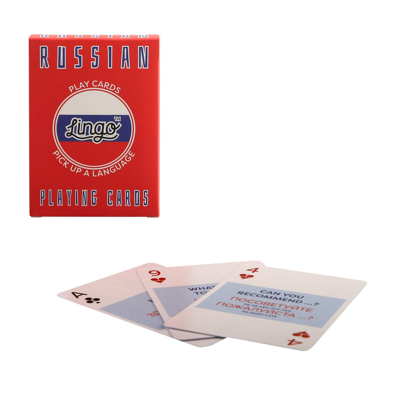 [AUSTRALIA] - Lingo Playing Cards | Language Learning Game Set | Fun Visual Flashcard Deck to Increase Vocabulary and Pronunciation Skills - 54 Useful Phrases Russian 