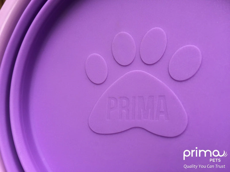 Prima Pet Collapsible Silicone Food and Water Travel Bowl with Clip for Dog and Cat, Small (1.5 Cups) SMALL (1.5 CUPS) PURPLE - BeesActive Australia