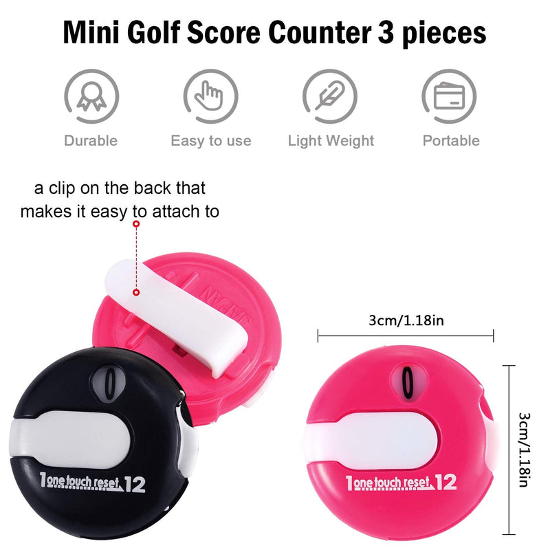 Frienda Golf Score Counter Mini Golf Stroke Counter with One Touch Reset and Simple Attachment to Scorekeeper Glove in, 3 Pieces - BeesActive Australia