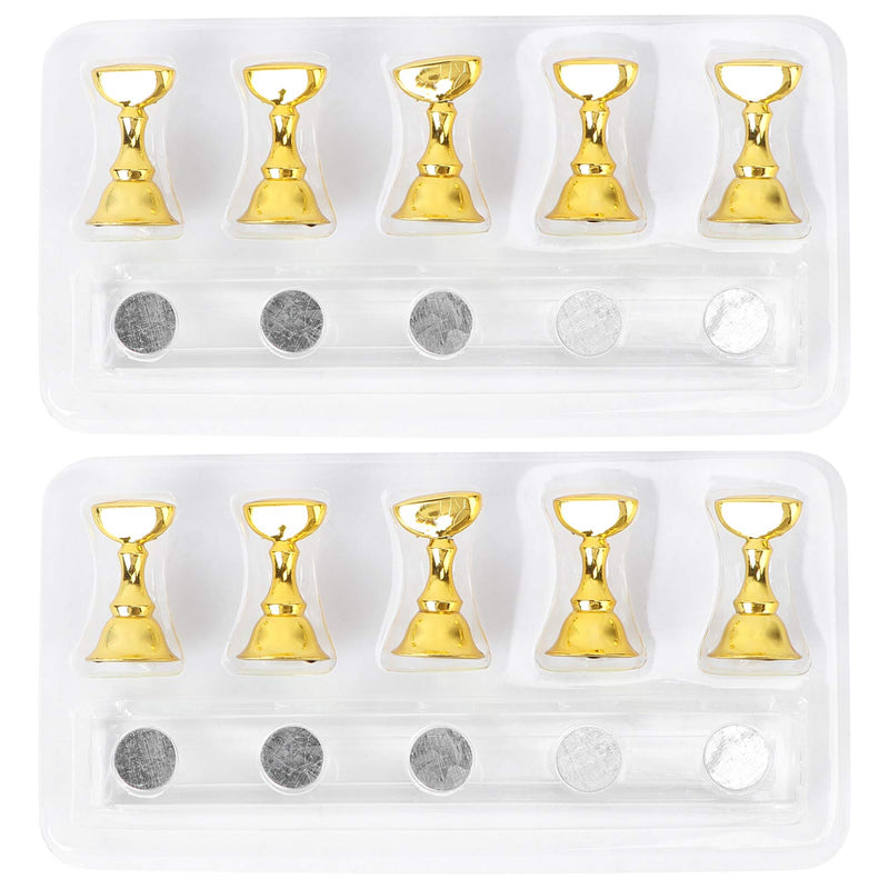 Beaupretty 2pcs Finger Practice Display Stands Acrylic Nail Tips Stand Holders Fingernail Training Stands for DIY Craft Art Salon Household(Golden) Golden - BeesActive Australia