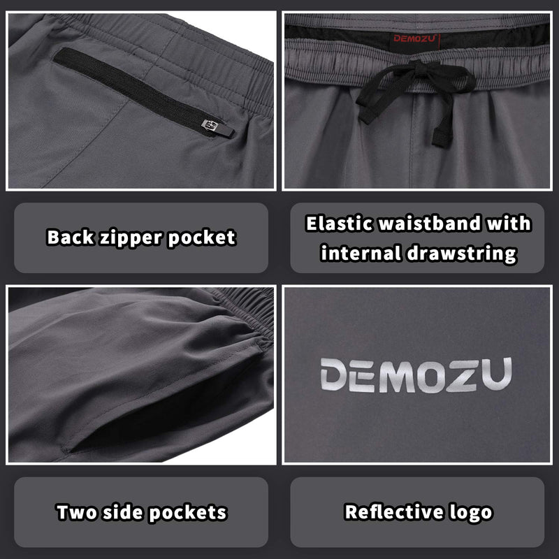 [AUSTRALIA] - DEMOZU Men's 5 Inch Quick Dry Running Shorts Lightweight Neon Workout Athletic Gym Shorts with Pockets Grey Medium 