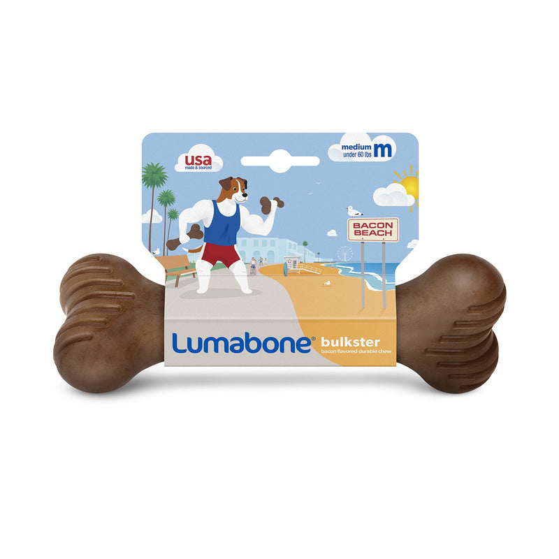 Lumabone Bulkster Durable Chew Toy for Aggressive Chewers, Made in USA REAL Bacon Medium - BeesActive Australia