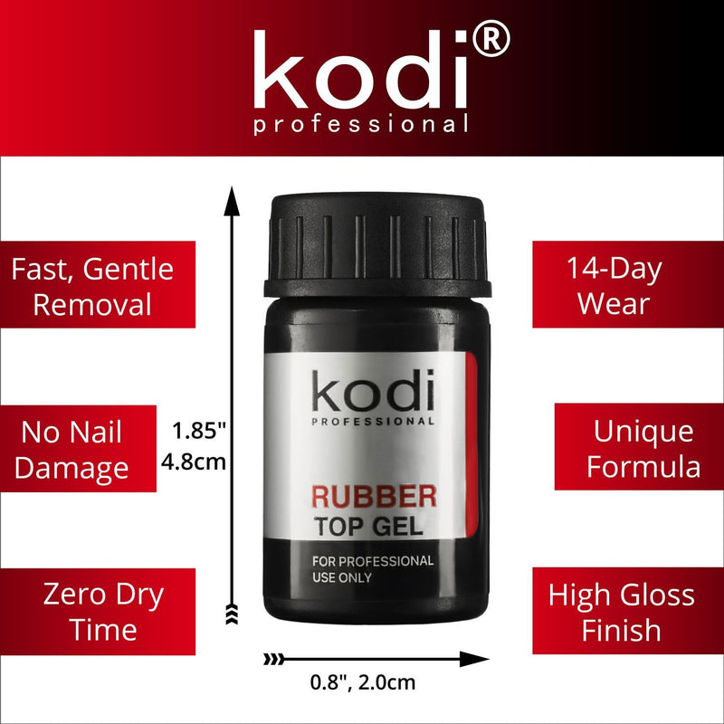 Professional Rubber Top Gel By Kodi | Soak Off, Polish Fingernails Coat Gel | For Long Lasting Nails Layer | Easy To Use, Non-Toxic & Scentless | Cure Under LED Or UV Lamp | 14ml 0.49 oz - BeesActive Australia