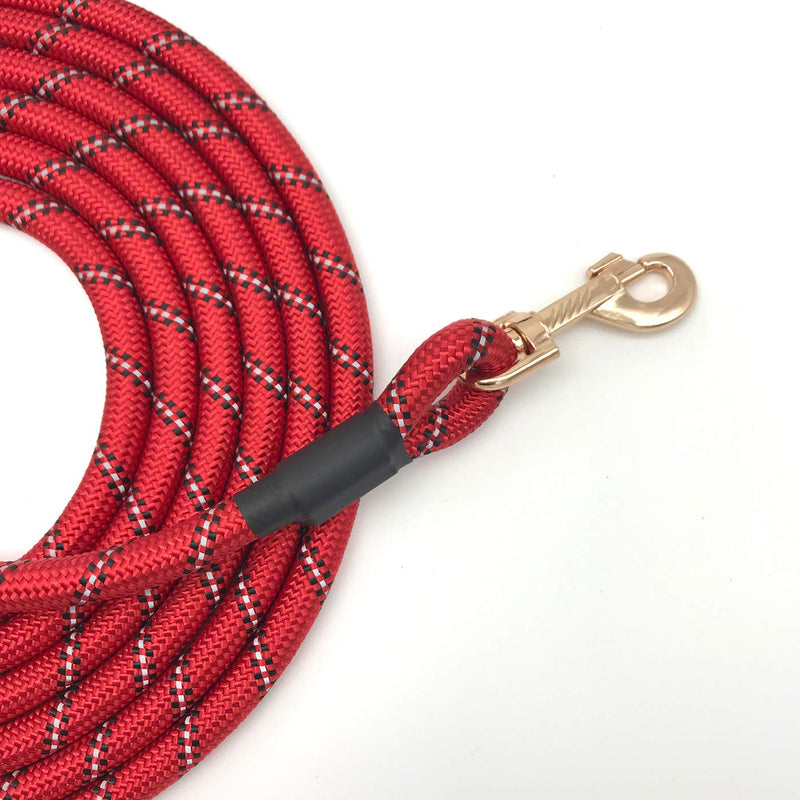 Shorven Nylon Strong Dog Rope Lead Reflective Training Dog Leash with Soft Handle 5-20 FT Long (Dia:0.5" 20FT) Red - BeesActive Australia