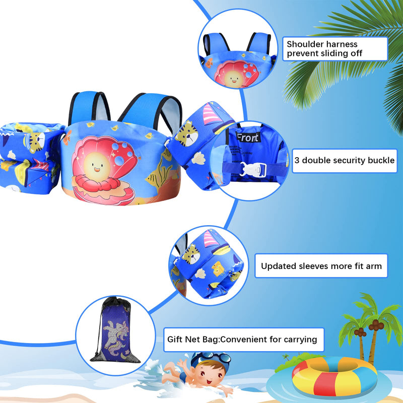 TOAUXUNG Adjustable Kids Swim Vest for Baby Swimming Training,Infant Baby Vest Swim Aid for 22-66 Pounds Boy and Girl Updated-Smile Shell - BeesActive Australia
