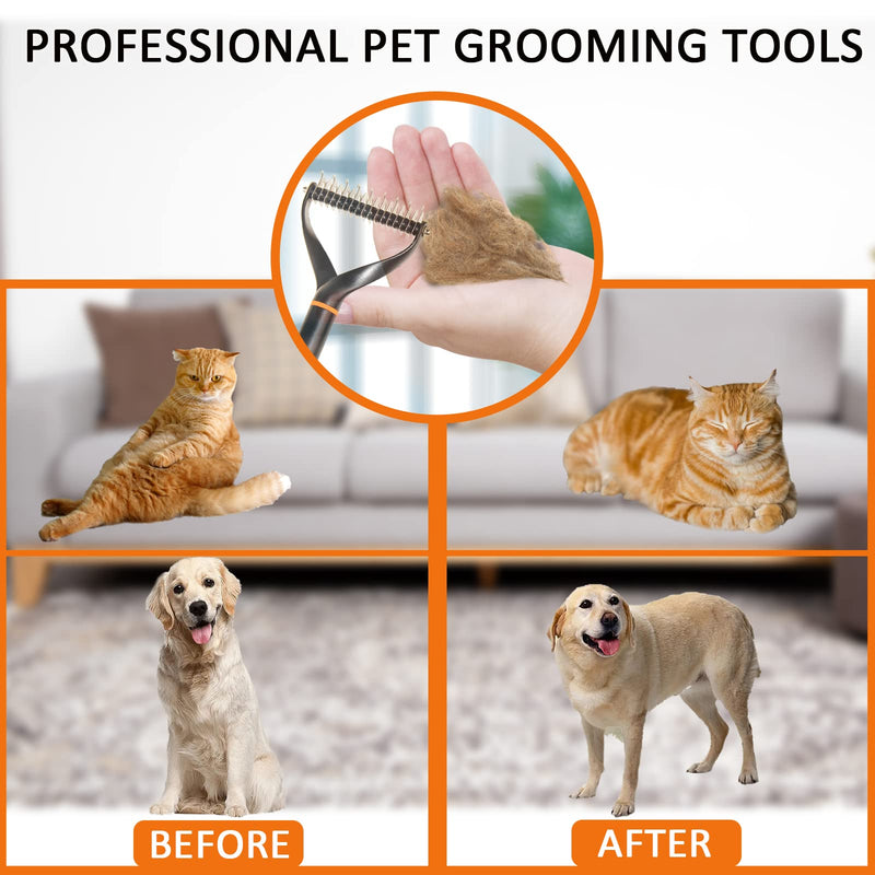 Pet Dog Cat Brush for Shedding and Dematting - Grooming Brush Double Sided Undercoat Rake Comb for Long Short Hair Dogs and Cats Black - BeesActive Australia