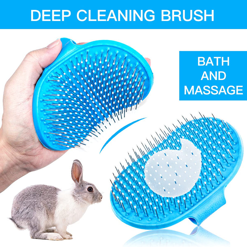 YOLUFER 4 Pieces Rabbit Grooming Kit Including Rabbit Hair Remover, Rabbit Grooming Brush, Pet Bath Brush with Adjustable Ring Handle, Steel Comb and Double-Sided Pet Comb ,Suitable for Bunny & Guinea Pig - BeesActive Australia