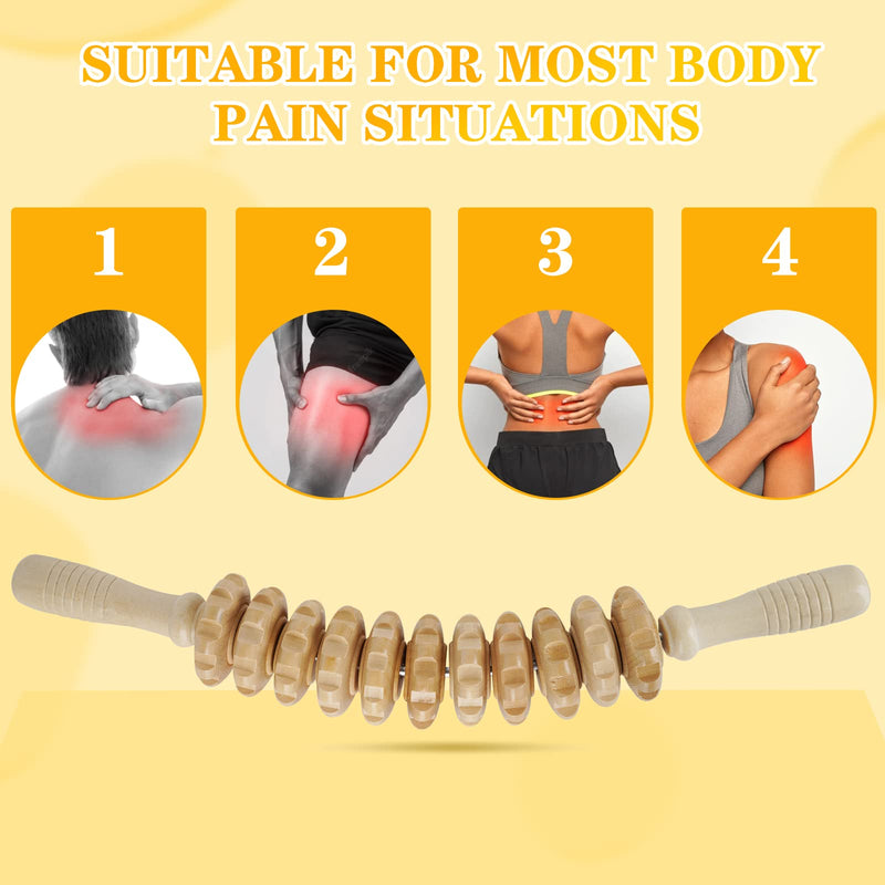 Whchiy Therapy Massager Roller Accessories Anti Cellulite Massage Roller Tool Massager Wooden Massage Tool Relax Tight Muscles for Body (Wood) Wood - BeesActive Australia