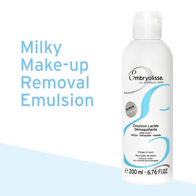 Embryolisse Milky Make-Up Remover Emulsion, 6.76 fl. oz. - Acts as Make-up Remover, Cleanser & Moisturizer for Face - Daily Care for Nourishing Dry & Sensitive Skin - BeesActive Australia