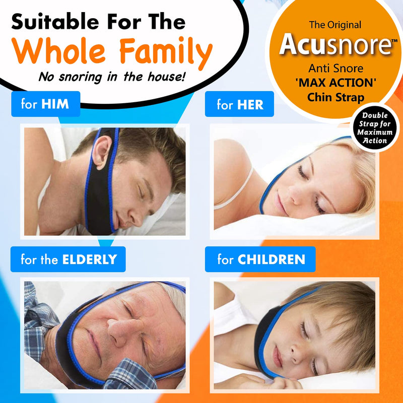 Chin Strap Snoring Aid Acusnore MAX Action® Anti Snoring Chin Strap - Adjustable Comfortable Universal Snore Stopper - BeesActive Australia