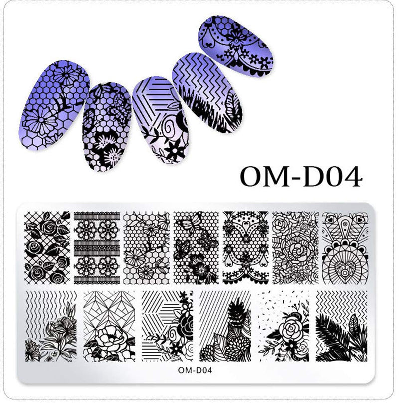 WOKOTO 5pcs Stamping Plates for Nail Art Kit Lace Mandala Flower Animal Nail Image Templates Design Stamp Tools Kit - BeesActive Australia