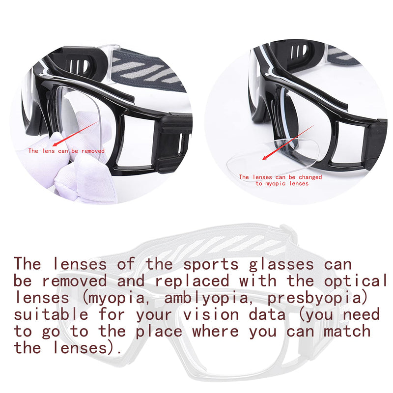 SooGree Sport Glasses for Men Women Basketball Football Sport Goggles Anti Fog Shock Collision Wearable Glasses Black Frame Black Pad - BeesActive Australia