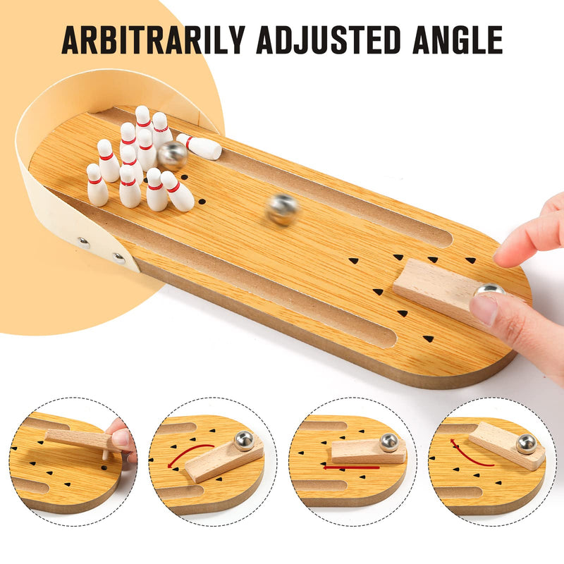 3 otters Mini Bowling Set, Wooden Tabletop Bowling Game Desk Toys Desktop Bowling Home Bowling Alleys, Desk Gifts for Coworkers - BeesActive Australia