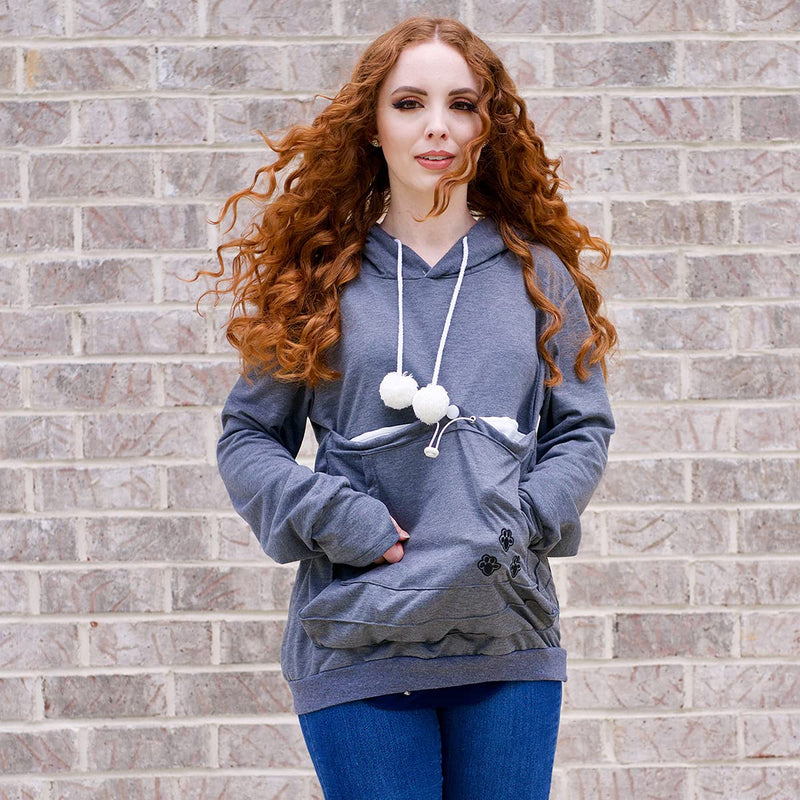 Kei Tomlison Unisex Big Pouch Hoodie Long Sleeve Pet Cat Dog Holder Carrier Sweatshirt Dark Gray X-Large - BeesActive Australia