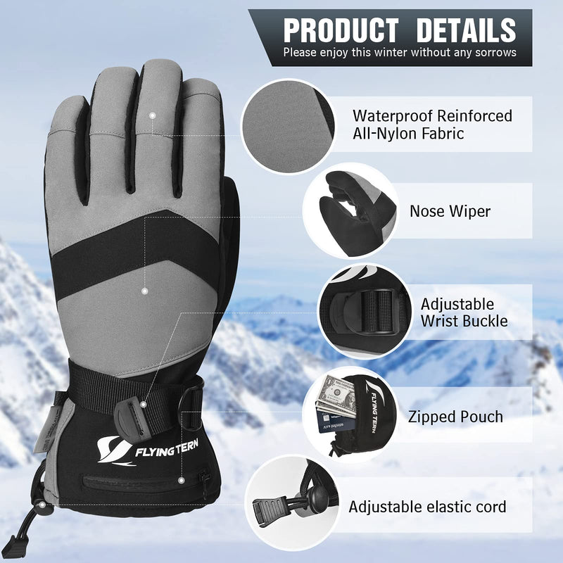 Ski Gloves Waterproof Windproof - 3M Thinsulate Insulated Warm Snow Gloves, Snowboard Gloves with Zipper Pocket, Touchscreen Winter Gloves for Men Women Large - BeesActive Australia