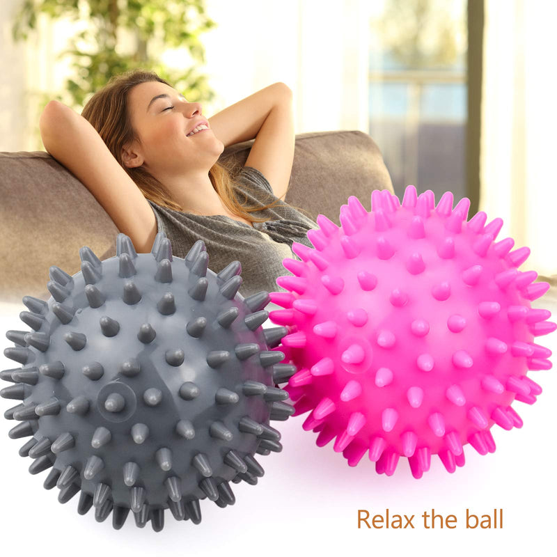 Komoyo 2Pcs Spiky Massage Balls, Pilates Spiky Ball Hedgehog Balls Portable Trigger Point Massage Ball Set for Deep Tissue Muscle Recovery Back, Legs, Feet & Hands Muscle Massage (7.5cm) - BeesActive Australia