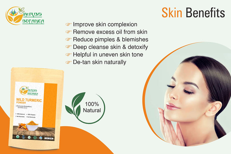 Herbs Botanica Wild Turmeric Powder For Face Reduces Acne, Face Mask, Dark Spots, Hyperpigmentation, Smooth Skin, Kasturi Manjal, Kasturi Turmeric, Aromatic Turmeric 150 Gms / 5.30 Oz - BeesActive Australia