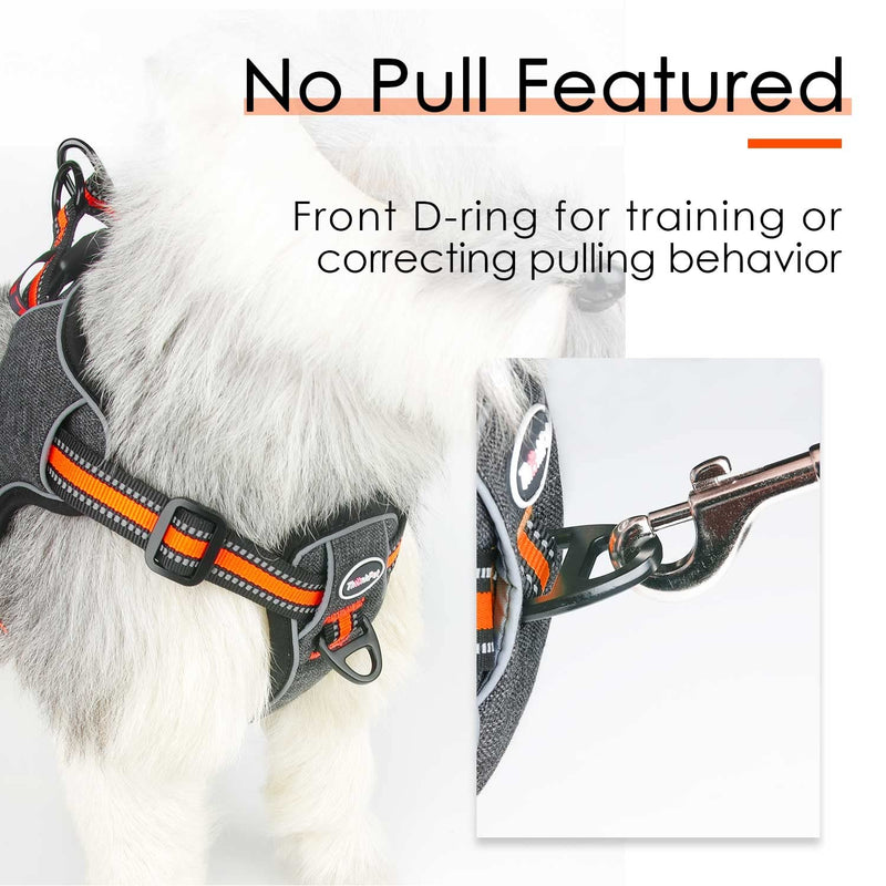 ThinkPet Step in Vest Dog Harness with ID Pocket and LED Clip，Front Clip No Pull Choke Free Escape Proof Padded Breathable Reflective Halter for Small Breed Orange Yellow Training Walking Hiking - BeesActive Australia