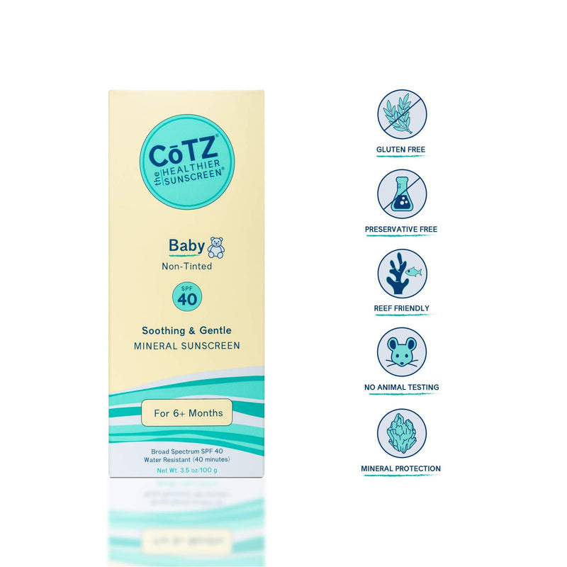 CoTZ Baby Soothing & Gentle Mineral Sunscreen; Broad Spectrum SPF 40; Non-Tinted; For 6+ Months 3.5 oz / 100 g. - BeesActive Australia