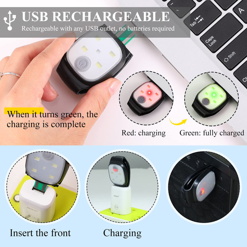 Outdoor Night Clip on Running Lights Reflective USB Rechargeable LED Light Small Lightweight Running Gear Plastic Safety Light Running Accessories for Runners Joggers Camping Hiking Dog Walk 1 - BeesActive Australia