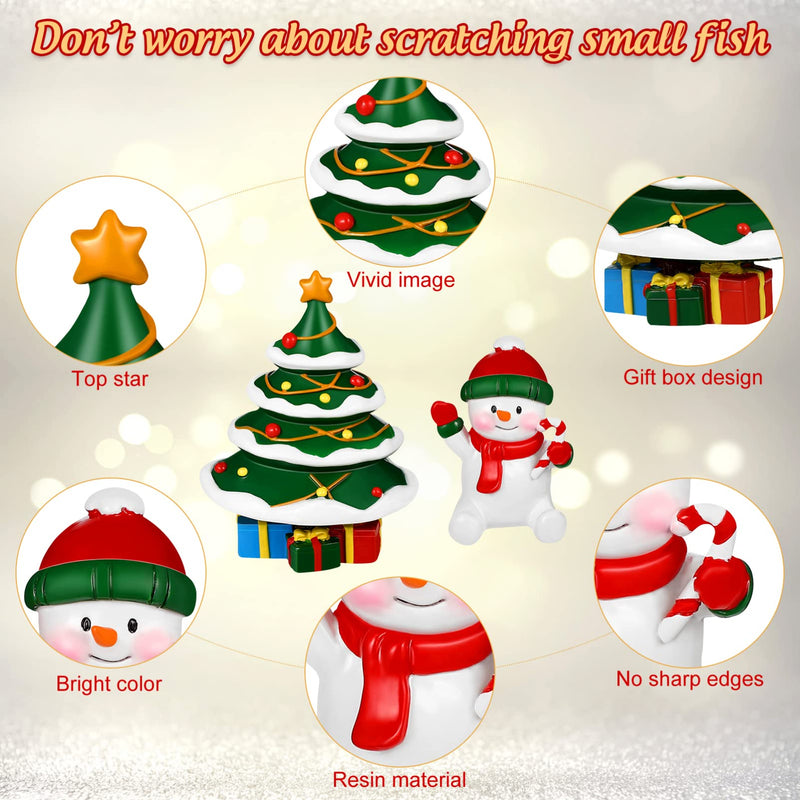 POPETPOP 2Pcs Christmas Aquarium Decorations- Resin Fish Tank Decoration Christmas Tree Snowman Micro Landscape Ornaments for Holiday Fish Tank Supplies Table Decor Christmas Tree + Snowman - BeesActive Australia