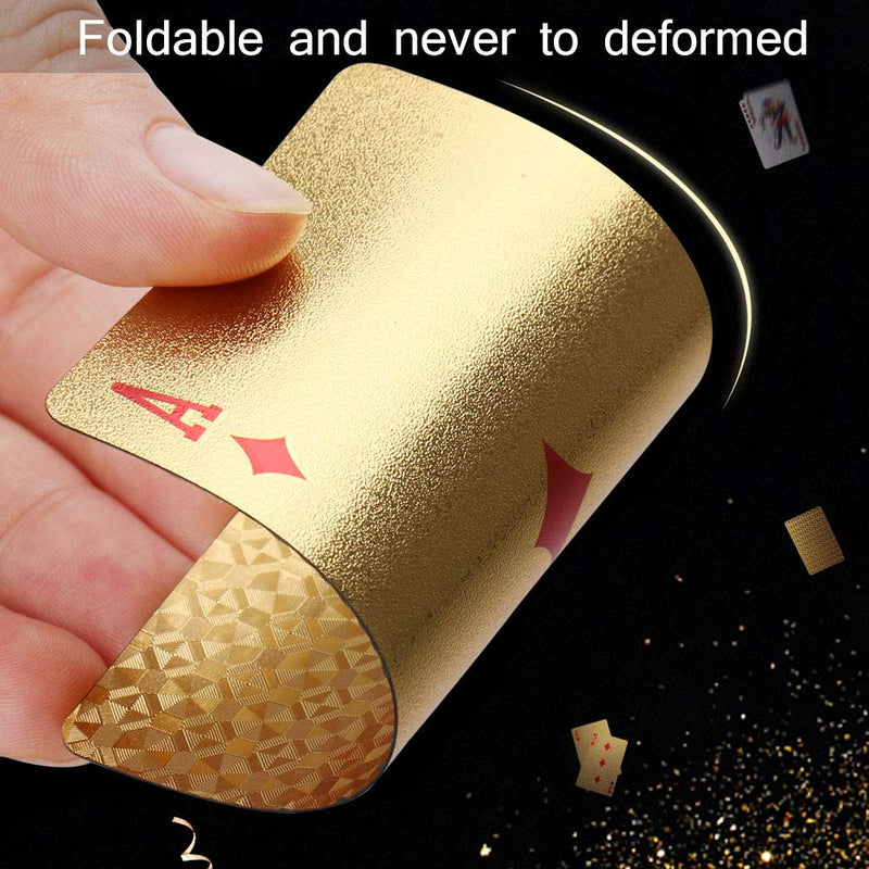 [AUSTRALIA] - Joyoldelf 2 Decks of Playing Cards, 24K Foil Waterproof Poker with Gift Box – Classic Magic Tricks Tool for Party and Game, 1 Gold + 1 Silver 