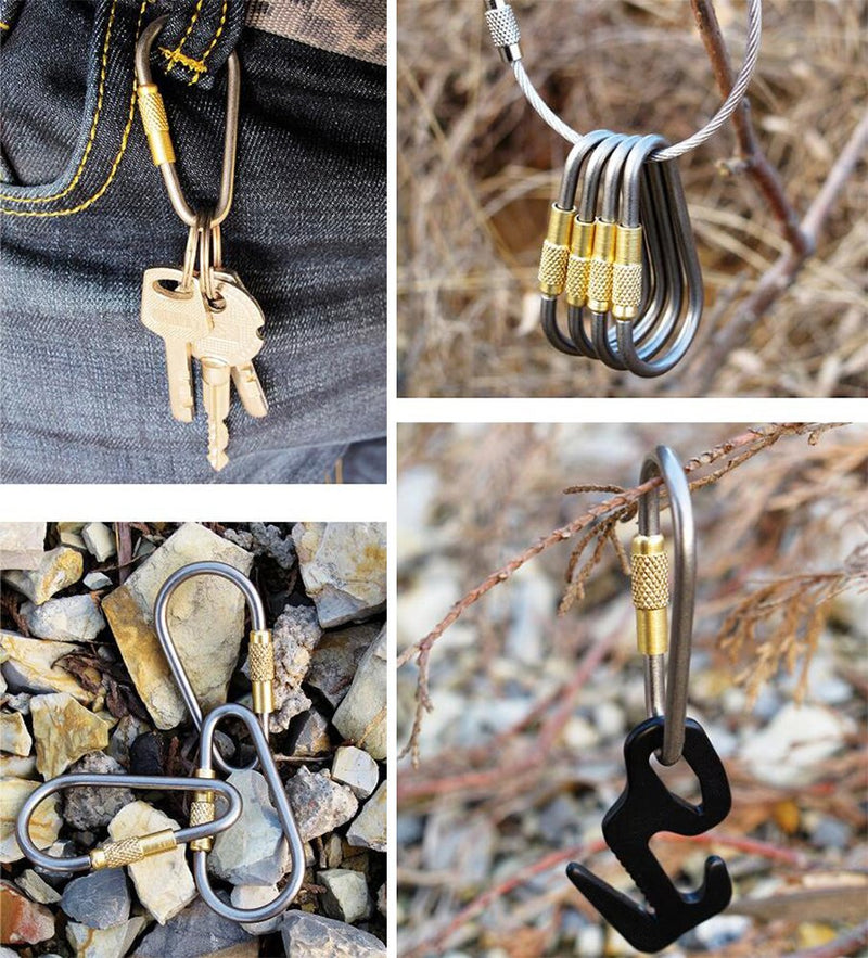 EKLOEN 5pcs MINI Titanium Locking Carabiner, Perfect D-ring for Outdoor and Indoor Use - BeesActive Australia