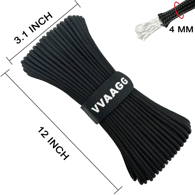 VVAAGG 550 Paracord 100FT, Heavy-Duty Parachute Cord, Outdoor Camping Gear Tent Rope Black - BeesActive Australia