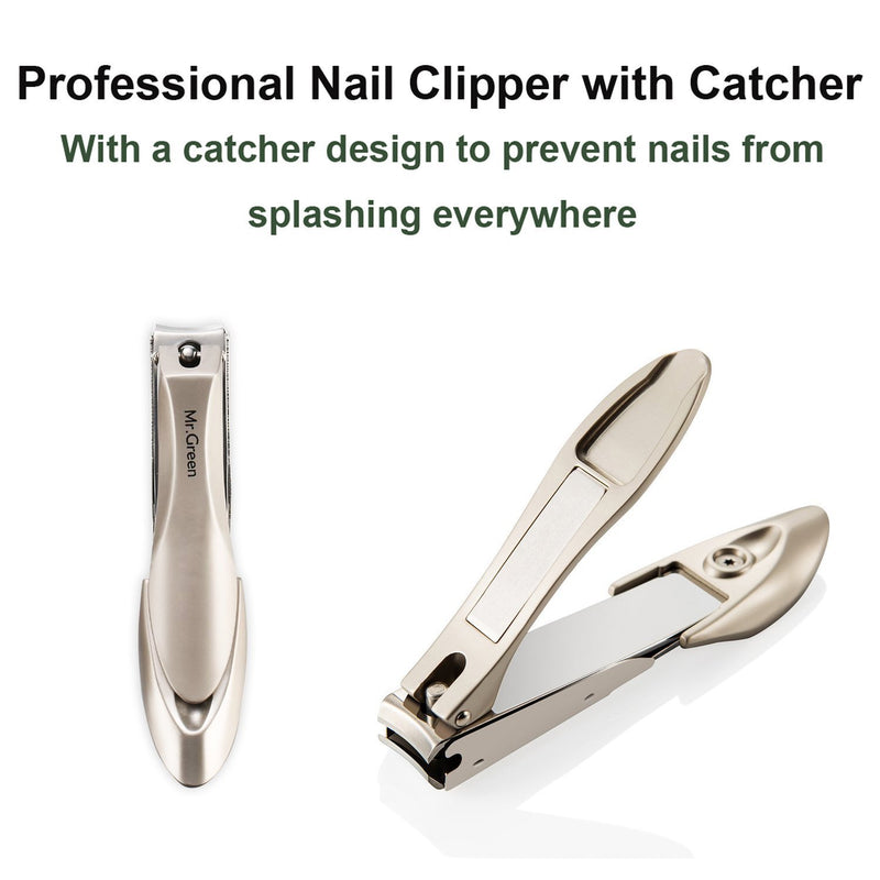 Nail Clippers for Thick Nails, Professional Nail Cutter with Catcher, Medical Grade Stainless Steel, Sharp and Durable Nail Clipper Kit for Men and Women, Bionics Design(Small and Big) M-1210plus - BeesActive Australia