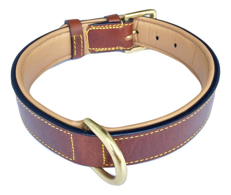 Soft Touch Collars - Luxury Real Leather Padded Dog Collar Large Brown - BeesActive Australia