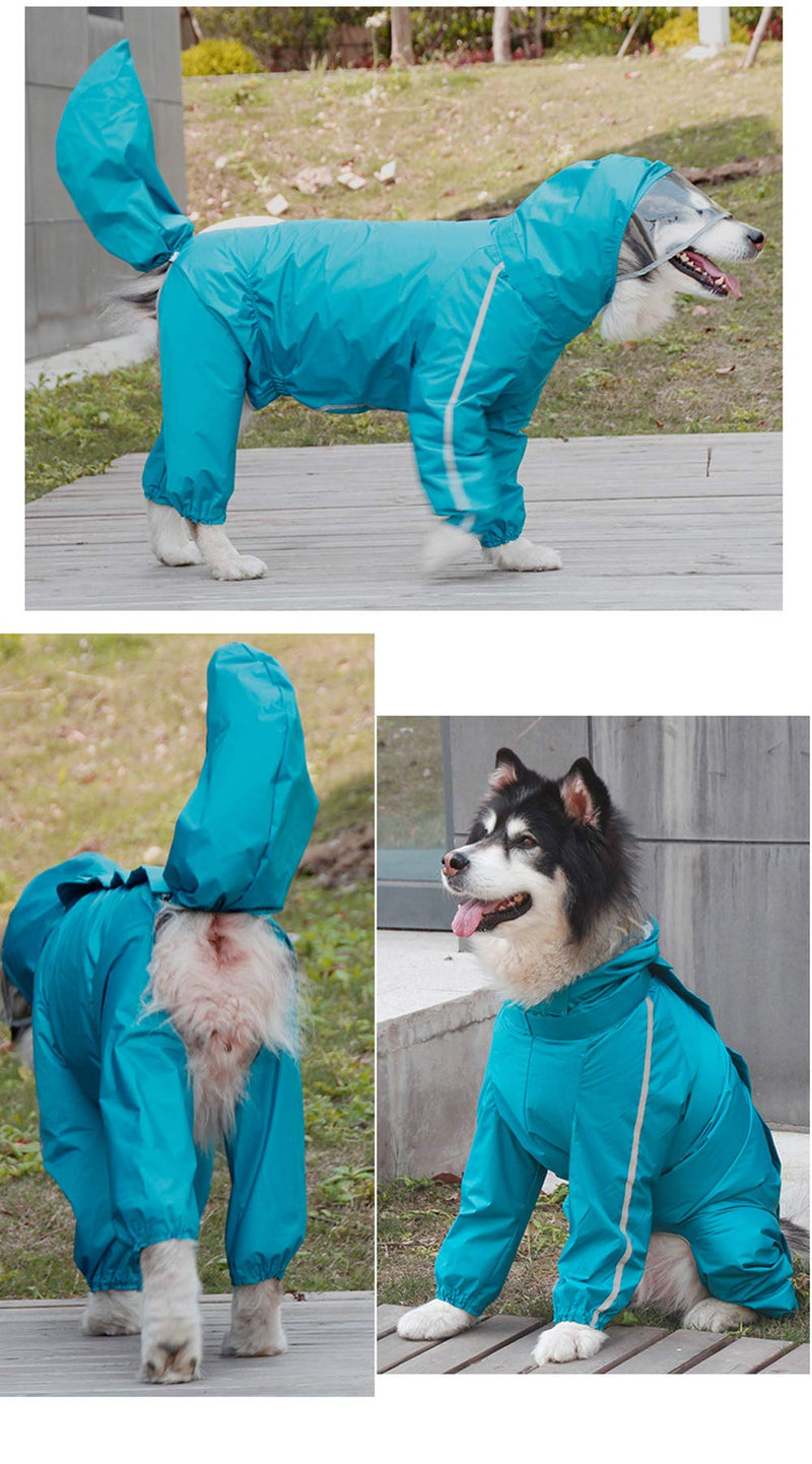 HDKUW Dog Raincoat, Lightweight Dog Rain Jacket Hoodies Waterproof Large Dog Rain Poncho for Medium Large Dog 8XL Blue - BeesActive Australia