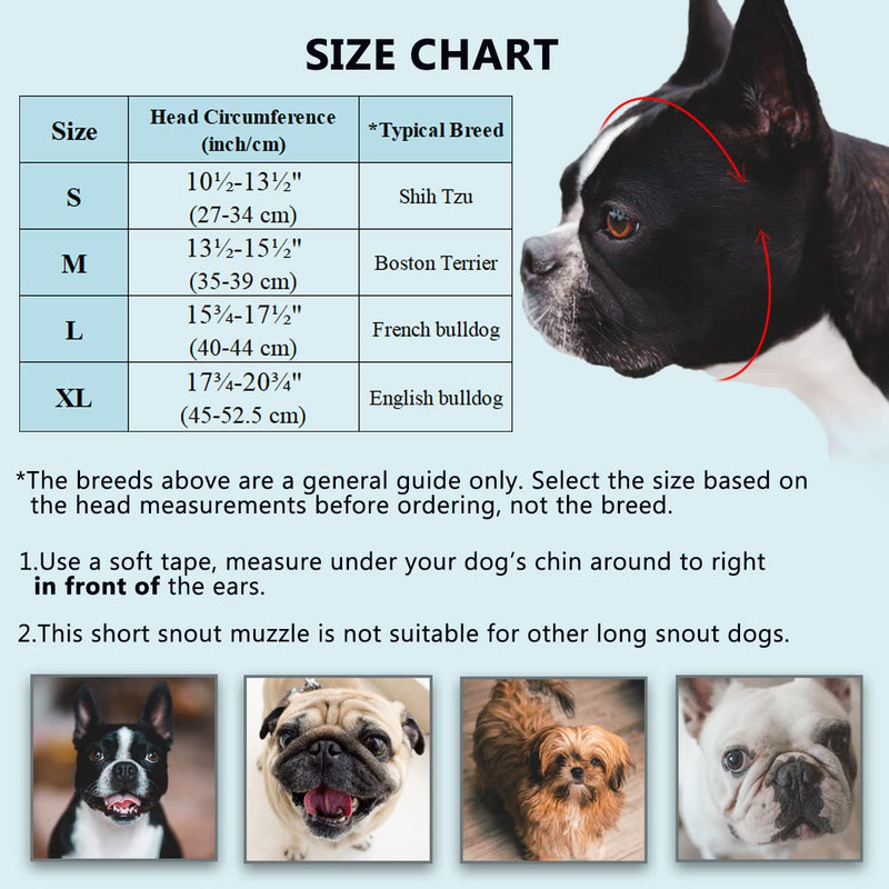 BARKLESS Dog Muzzle for Short Snout Dogs, Soft Silicone Muzzle for Biting, Chewing, Licking for French Bulldog Shih Tzu, Ideal for Flat-Faced Aggressive Dogs Grooming Walking, Allows Drinking L Black - BeesActive Australia