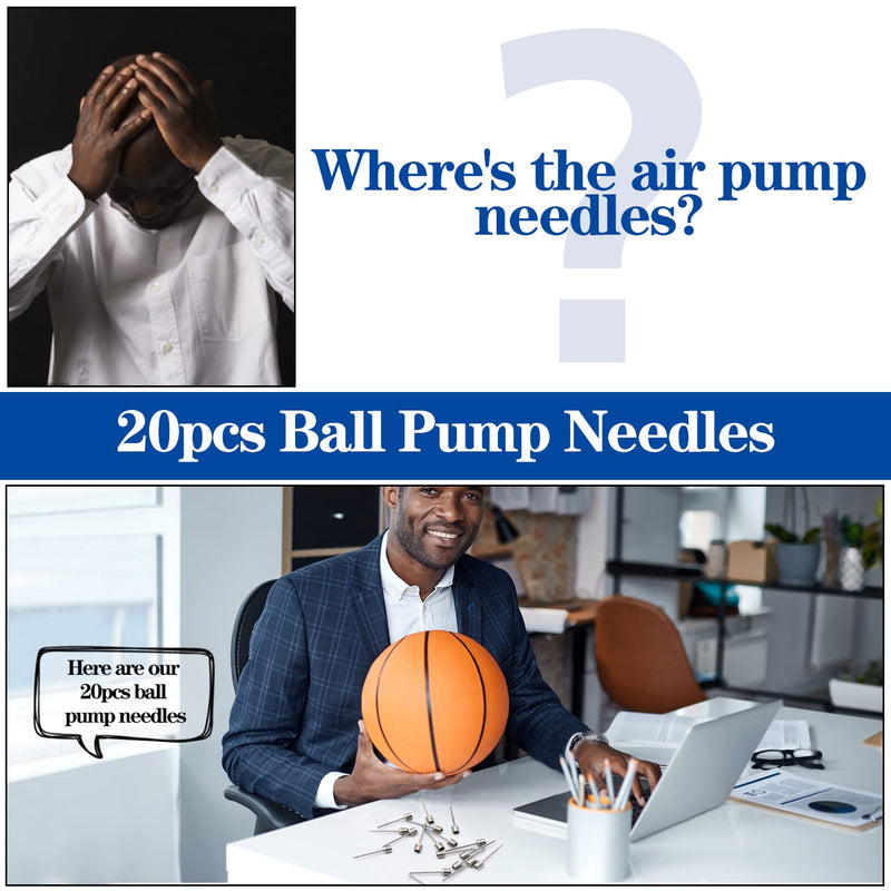 FGBNM Ball Pump Kit, Basketball Pump Air Pump with 20pcs Needles, Nozzle and Extension Hose, Air Ball Pump for Soccer Basketball Football Volleyball Swim Ring Balloon - BeesActive Australia