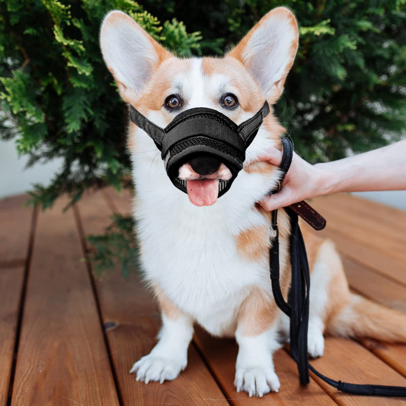 YAODHAOD Nylon Mesh Breathable Dog Mouth Cover, Quick Fit Dog Muzzle with Adjustable Straps，Pet Mouth Cover, to Prevent Biting and Screaming to Prevent Accidental Eating Small (Pack of 1) black - BeesActive Australia