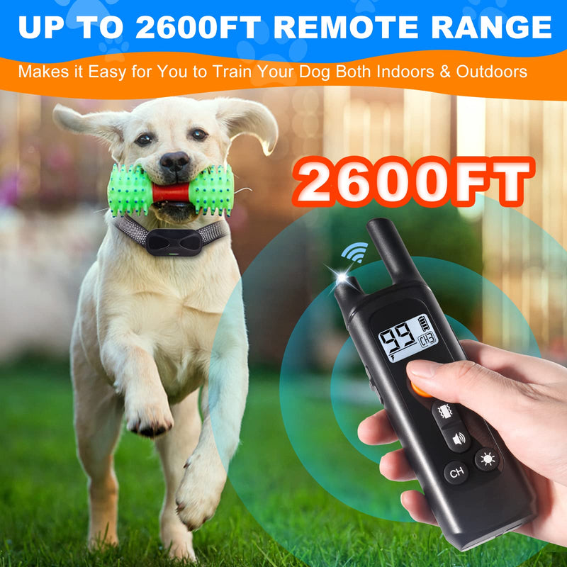 NOLTSE Dog Training Collar with Remote 2600FT, Dog Shock Collar with 99 Levels Shock & Vibration, Beep, Light and Keypad Lock Modes, Rechargeable Waterproof Electric Shock Collar Light Black - BeesActive Australia